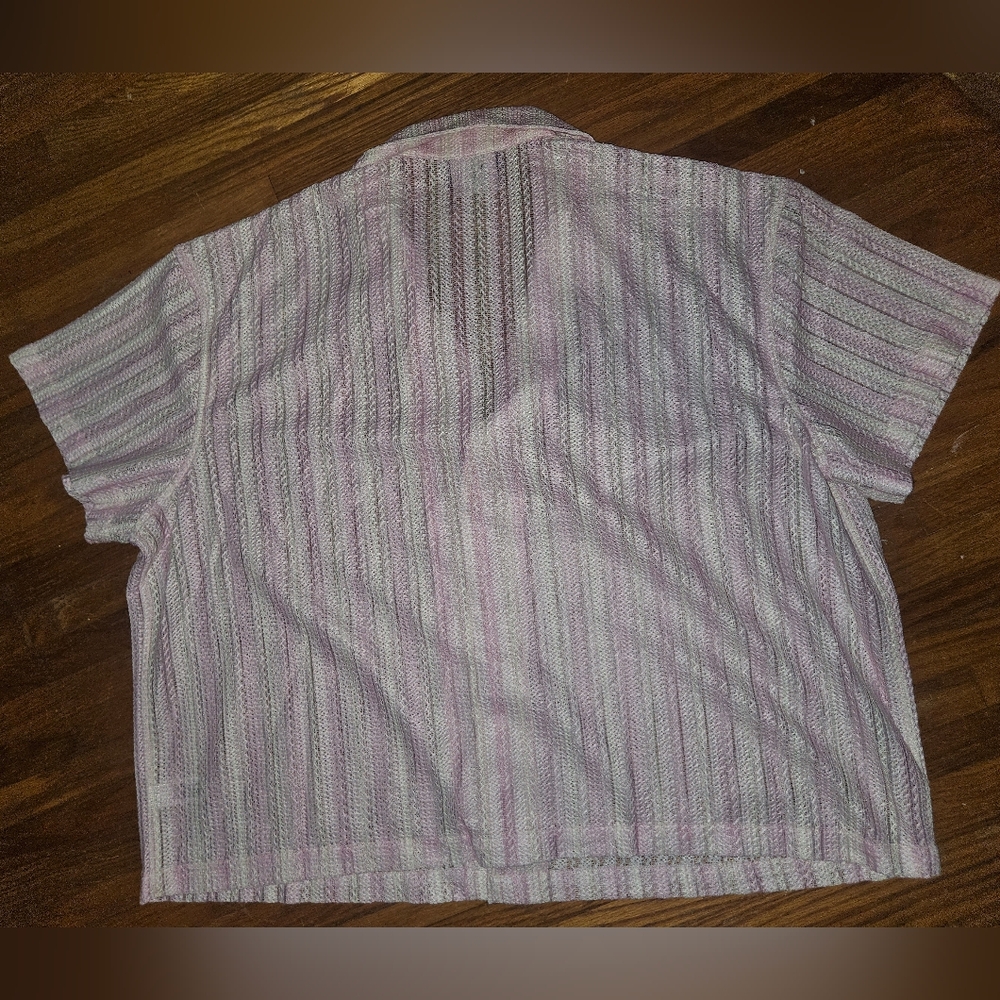 NWT Set Of Pink & White Crochet Resort Button-up Top(XXL) & Shorts(L) - Picture 7 of 16